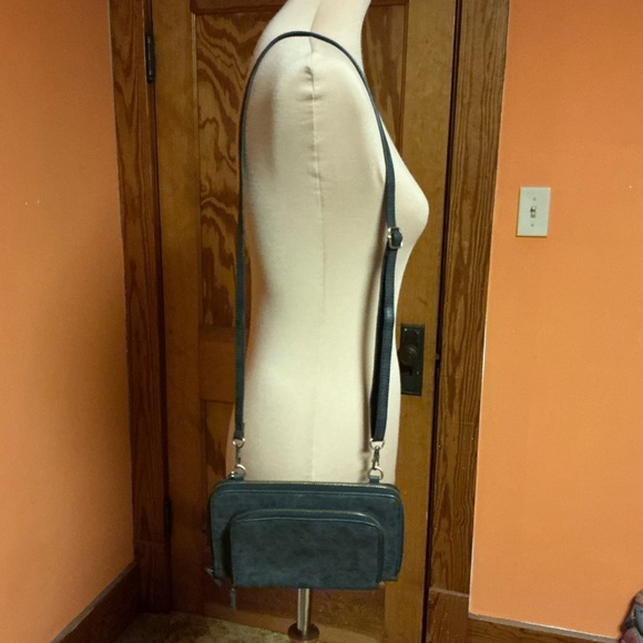 Joy Susan Black Vegan Leather Crossbody Purse with Wristlet Strap - Picture 8 of 11